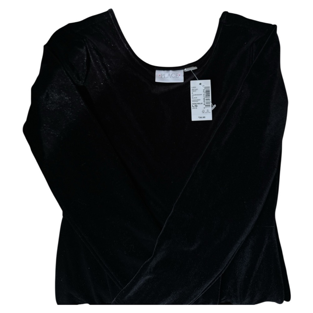 Children’s Place Girls Black Velour Dress - Picture 5 of 6